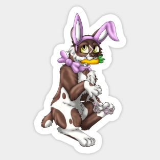 Bobtail BunnyCat: Chocolate Bicolor (Pink) Sticker